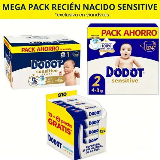 Dodot Sensitive Recién Nacido Talla 1 y 2 + Toallitas